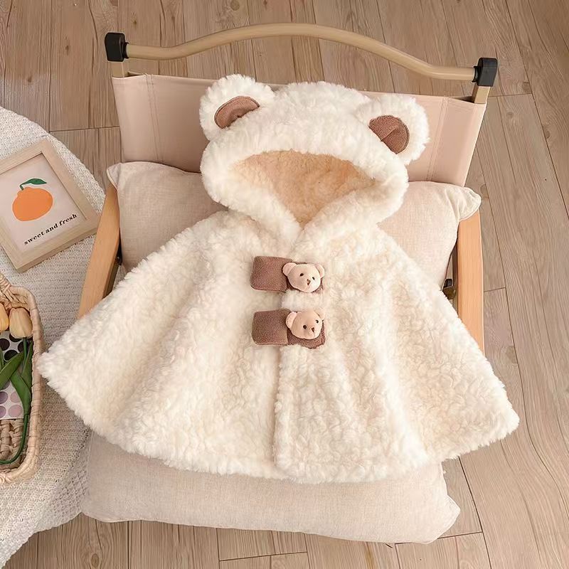 Baby Cloak Winter Clothing Windproof Shawl Newborn Baby Outdoor Warm Cloak Fleece-Lined Children's Coat Cloak Style