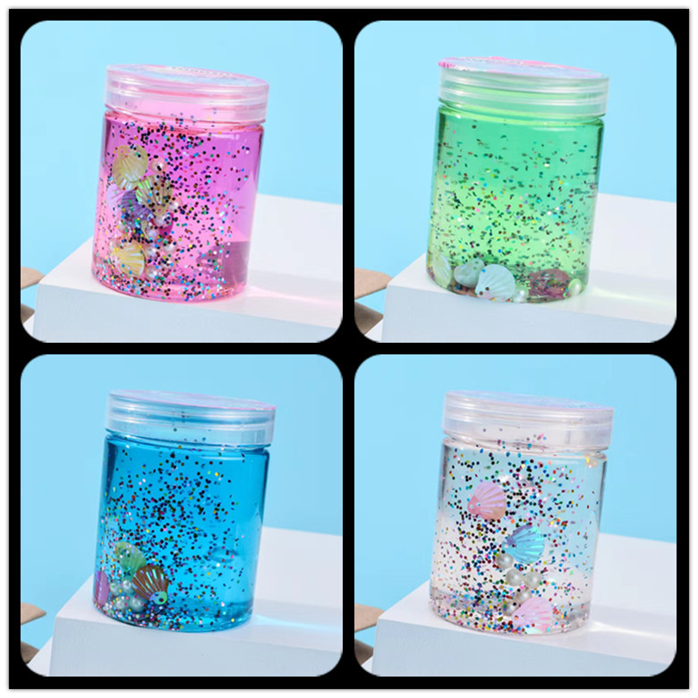 R061C Shell Pearl Cylinder Shaped High-Transparency Colorful Bubble Glue + Mermaid Bubble Glue is Slime Toy Wholesale