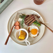 盘子ins风感 日式哑光陶瓷平盘早餐盘菜盘家用西餐盘牛排餐盘
