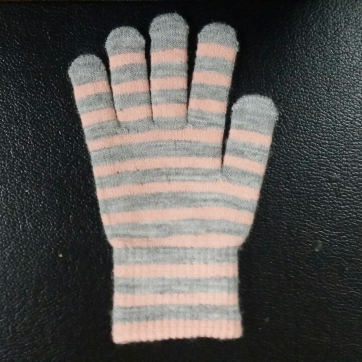 十针魔术手套条纹，印花手套