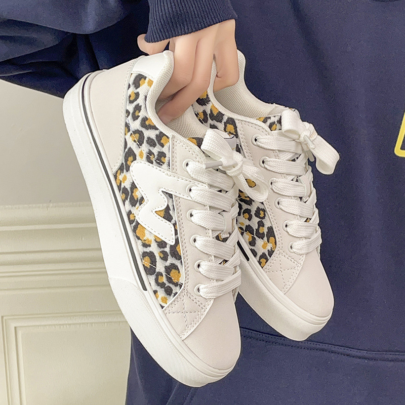 港风经典百搭豹纹低帮小白鞋ins潮鞋男女秋新款时尚休闲运动板鞋