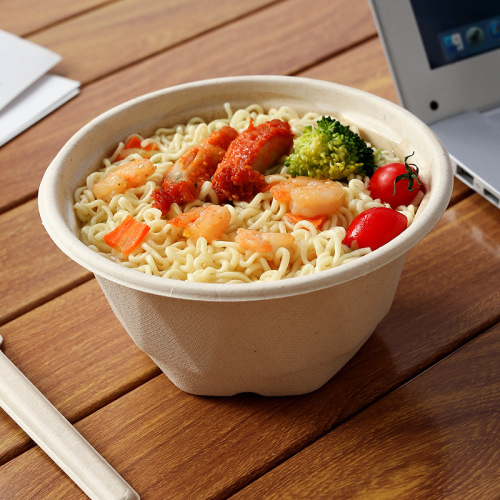 Thickened Disposable Paper Bowl Dinner Bowl Noodle Bowl Salad Fruit Round Takeout Box Round Bowl Soup Bowl Sugarcane Juice Biodegradable