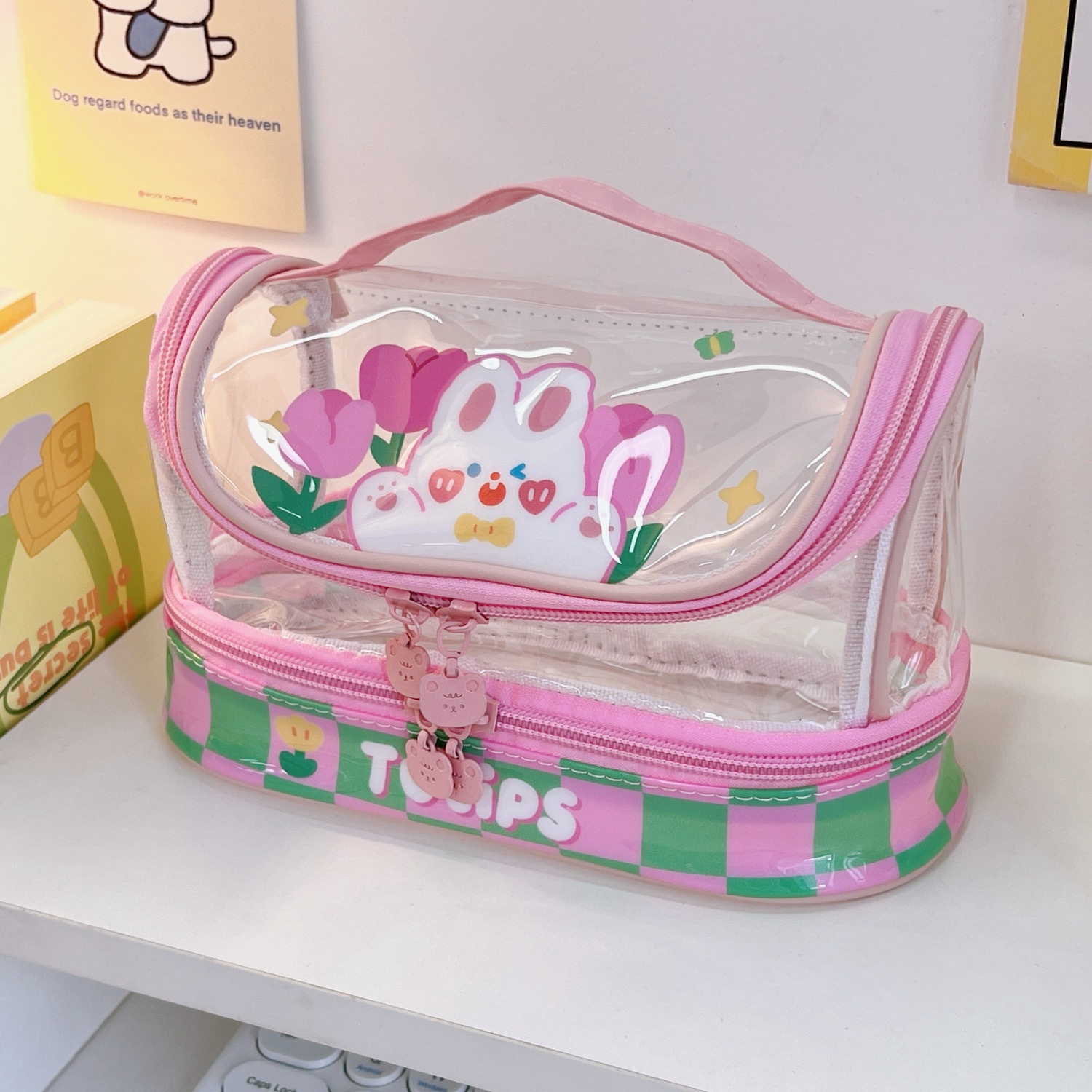 Cute Style Cute Animal Large Capacity Transparent Stationery Bag Student Stationery Wholesale