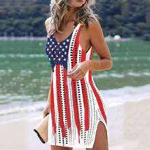 欧美新款针织镂空背心罩衫 沙滩度假比基尼外搭短裙防晒衫沙滩裙