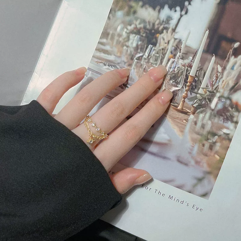 Прилив, модное кольцо с камнем с кисточками, цепь, корейский стиль, интернет-знаменитость