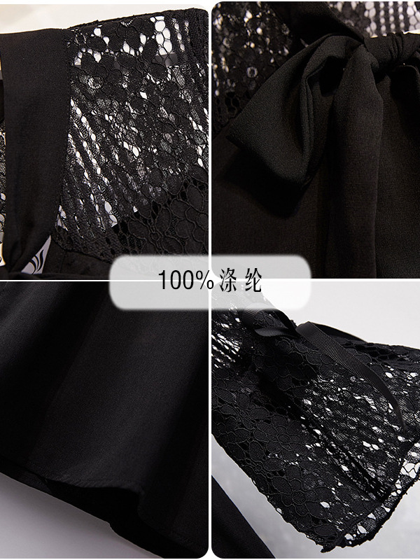 60-160kg Plus Size French Retro Dress 2025 Spring & Fall New Fat mm Lace Long-Sleeved Scarf Collar for Women