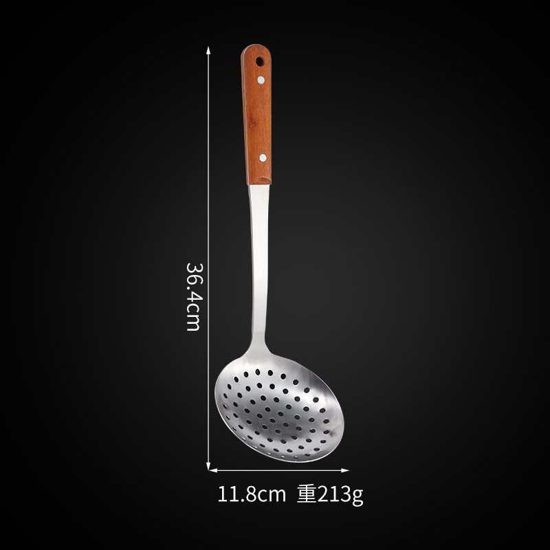 Espeso no magnético mango de madera de acero inoxidable pala de cocina conjunto de pala de cocina de fugas de cocina