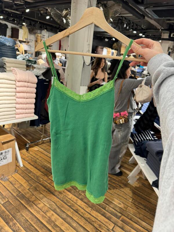Bm Style Spicy Girl Style Green Lace Camisole for Women, Summer Slim Fit Sexy Inner Wear Top That Enhances Complexion Bm Style Spicy Girl Style Green Lace Camisole for Women, Summer Slim Fit Sexy Inner Wear Top That Enhances Complexion