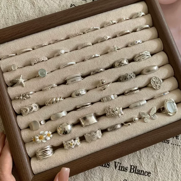 Summer new product S925 sterling silver plain ring for women, non-fading, niche style, adjustable, light luxury, high-end feel, index finger ring