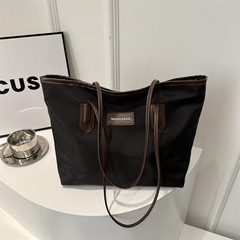 牛津布拼色大容量包包女2024春季新款休閒質感通勤單肩托特包