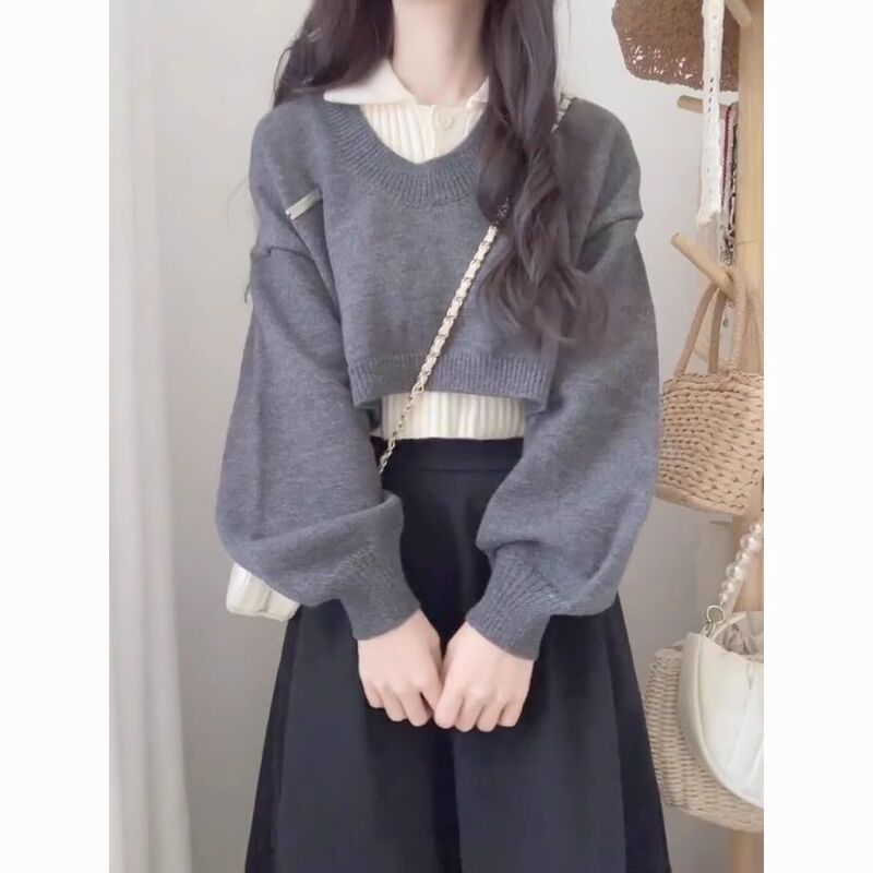 Knitted Base Layer Sweater for Women, Autumn and Winter, Age-Reducing and Slimming, Very Stylish and Beautiful Two-Piece Set