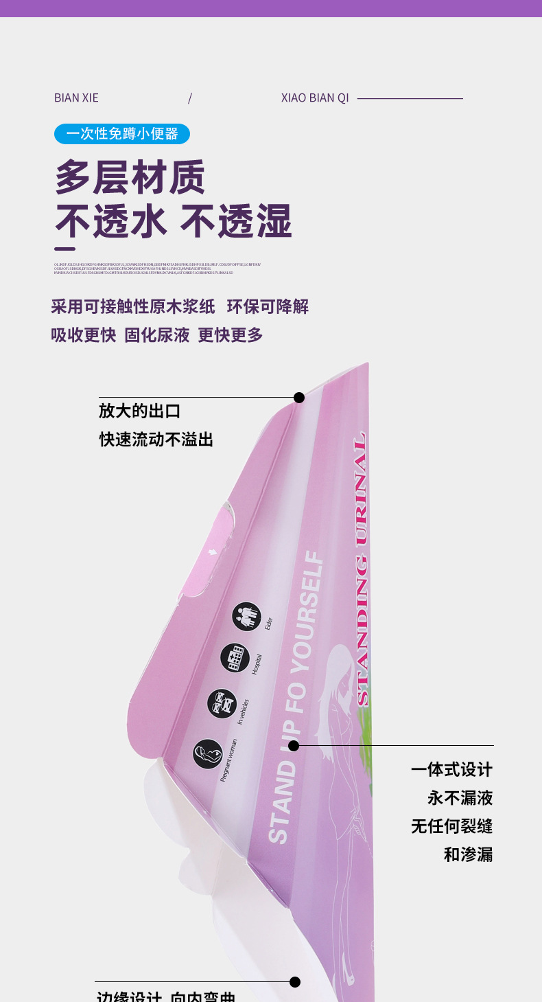 Foldable Disposable Squat-Free Urination Device for Pregnant Women Traveling in Self-Driving Cars, Standing Car-Mounted Emergency Portable Paper Urine Cup