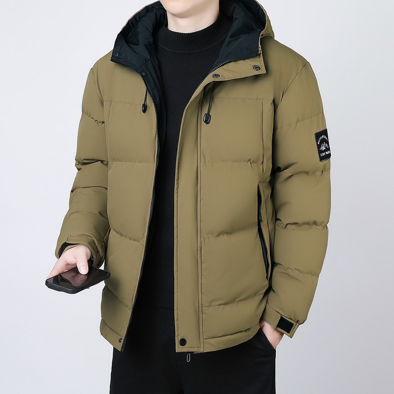 Invierno de invierno de algodón de pluma de tamaño grande hombre moda de la juventud de algodón cálido grueso chaqueta de algodón con capuchón suelta