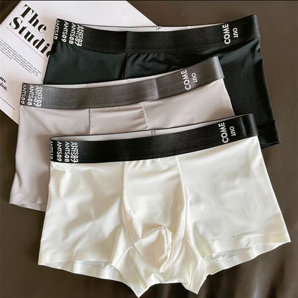 Men's Underwear Men's Four-Corner Ice Silk Seamless Summer Breathable Thin Cool Youth Boxer Briefs Men's Cotton