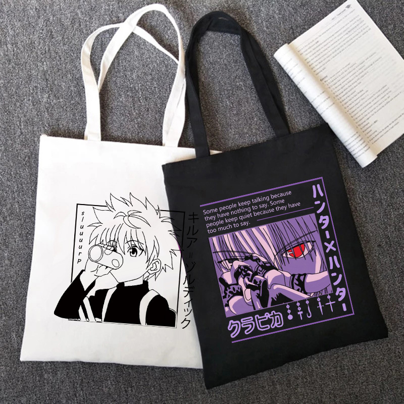Transfronterizo Hunter X Hunter dibujos animados impreso lienzo bolsa de hombro Harajuku estudiante bolso bolsa de compras