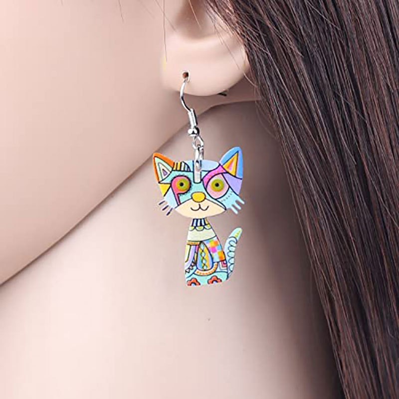 Fashion Cat Arylic Printing Women's Drop Earrings 1 Pair display picture 7