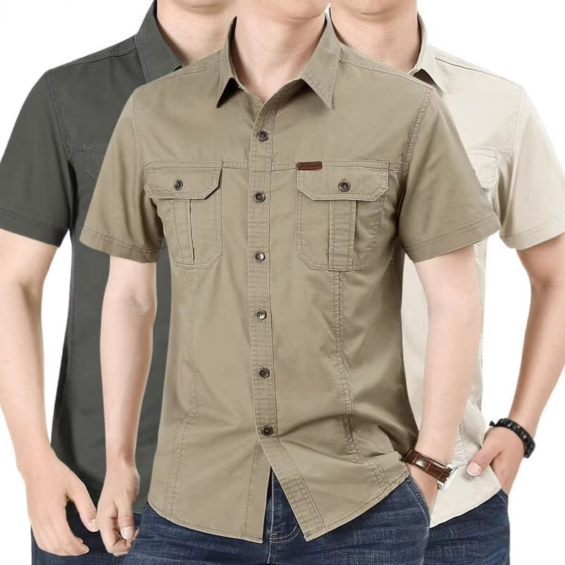 2026 Summer Short-Sleeved Shirt Men's Large Size Military Workwear Outdoor Loose Casual Shirt Men's Thin Top 2026 Summer Short-Sleeved Shirt Men's Large Size Military Workwear Outdoor Loose Casual Shirt Men's Thin Top