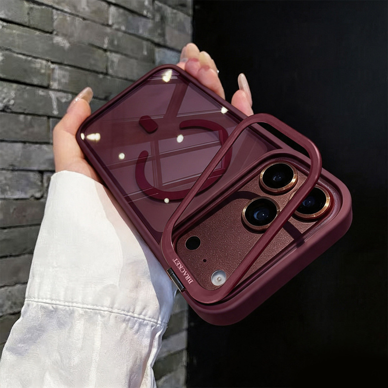 Suitable for iPhone 18 Pro Max, magnetic phone case with flip cover and stand, Apple 17 full-coverage lens film protective case, 16