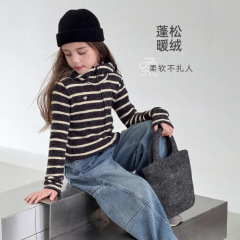 TUTU小象女童外套秋冬2025新款儿童连帽条纹上衣亲子款亲肤卫衣