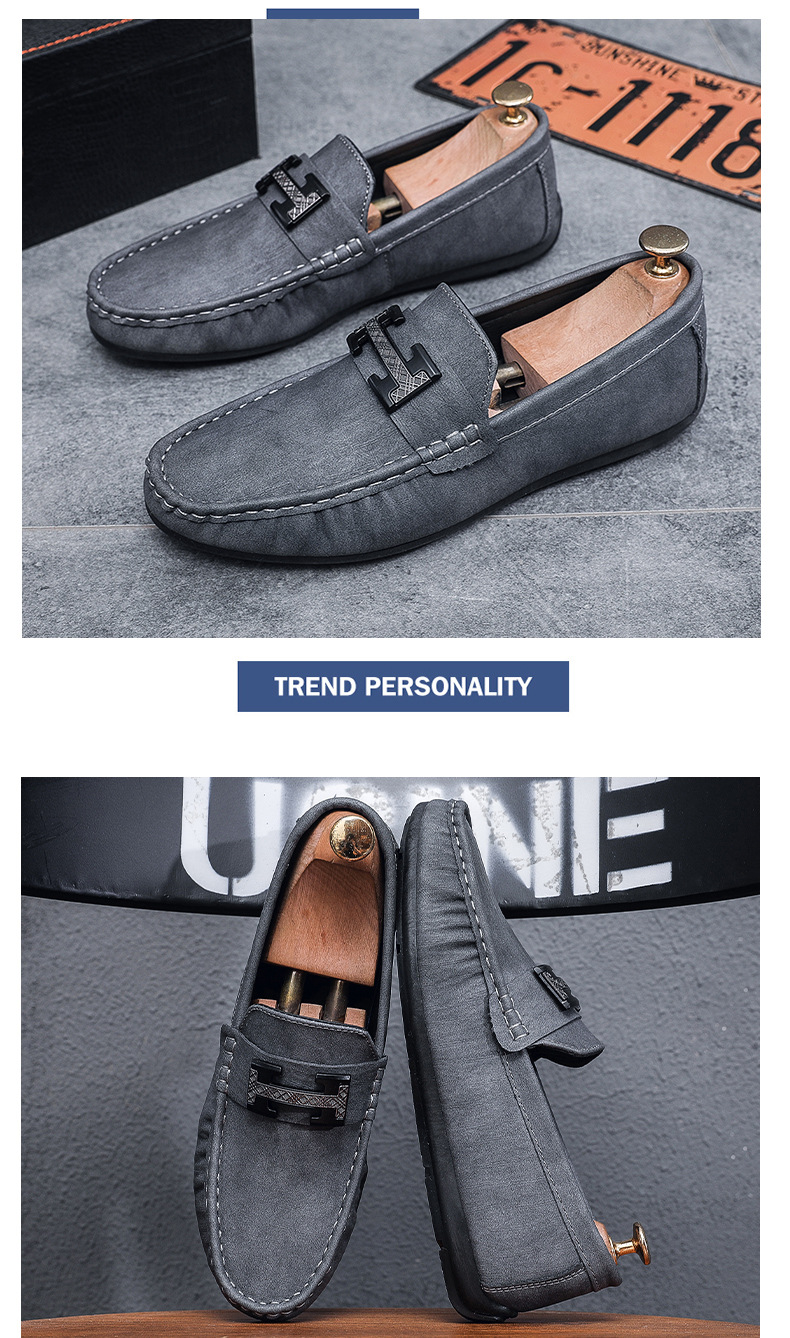 Moški čevlji 2023 novi stil udobni in zračni mokasini z okroglim prstom v obliki črke H, modni fižolovi čevlji za prosti čas moški leni čevlji_voghion.com