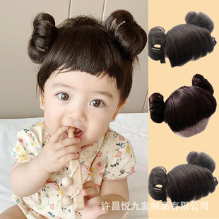 In stock wholesale children's baby hair band wig bangs head buckle COS hair accessories full moon photo online celebrity style wig