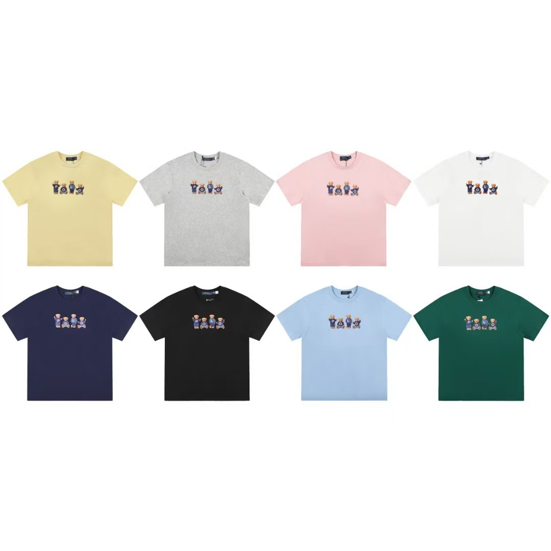 Ralph Lauren ayı naxışlı klassik köynək, dəyirmi boyun, uniseks