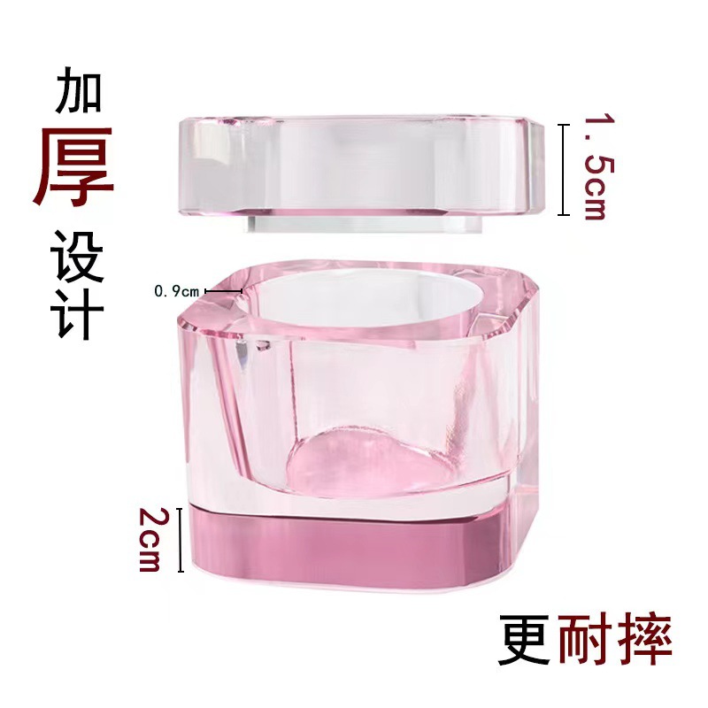 Nuevo tipo de alta calidad engrosado con tapa cuadrada taza de cristal anticolisión taza de lavado de lápiz de cristal líquido taza de manicuras
