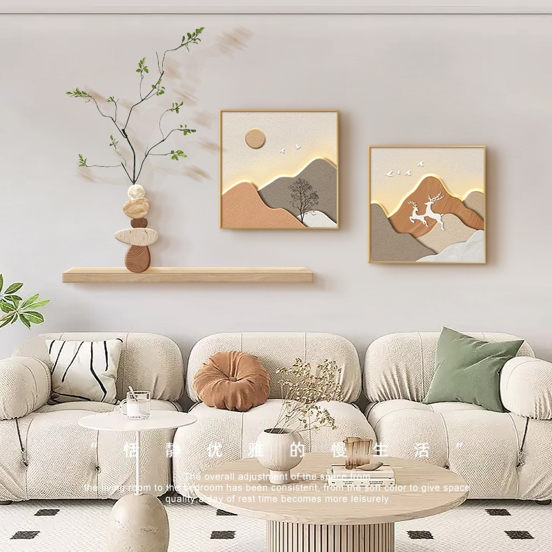 奶油风背有靠山沙发背景墙面挂画2025新款客厅装饰画餐厅壁画|undefined
