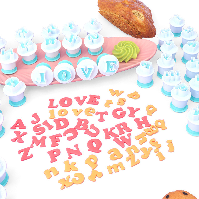 26 letras y minúsculas galletas primavera molde de impresión simulación de molde de flip molde de corte herramientas de horneado