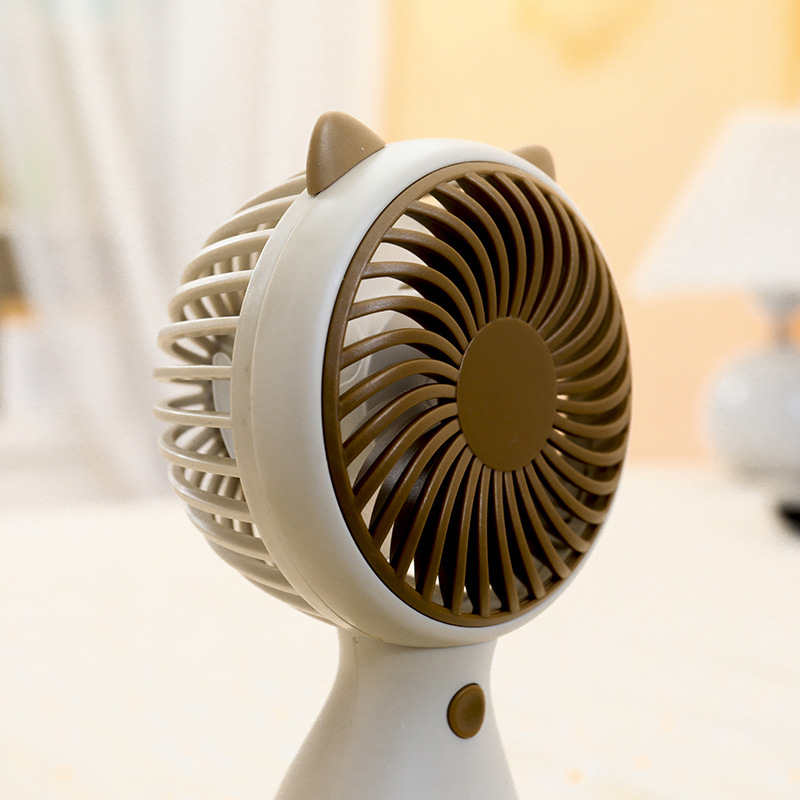 簡約貓耳三檔大風力USB充電手持掛繩小風扇 戶外便攜迷你口袋風扇