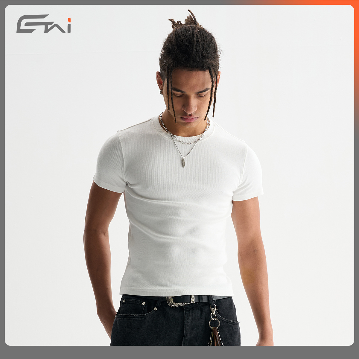 ETAI ropa de hombre tendencia europea y americana de alta calidad ajustada corta rosca de manga corta marca de moda de hombre camiseta de algodón de cuello redondo image 5