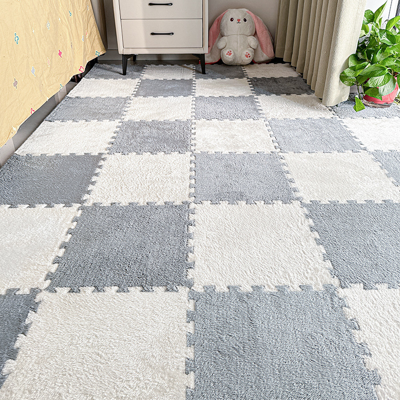 リビングルーム用のモダンでシンプルなスプライシングフロアマット、ミックスアンドマッチングスプライシングフロアマット、家庭用滑り止め、お手入れが簡単な豪華なフロアマット|undefined
