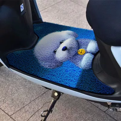 Universal cartoon silk circle foot pad for battery car waterproof dust removal non-slip electric car pedal pad free cutting foot pad (Electric vehicle foot mat) - 201-little-bichon-width-50xlength-70cm
