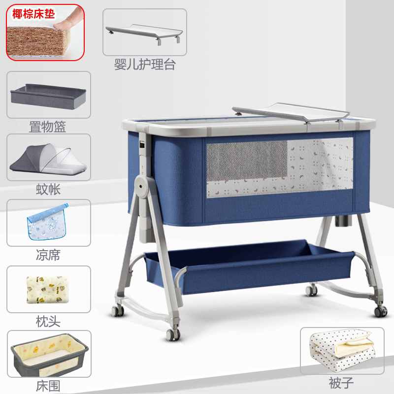 Cuna móvil Cuna portátil Cuna para bebé Cama plegable multifuncional bb Cama grande de costura para niños recién nacidos