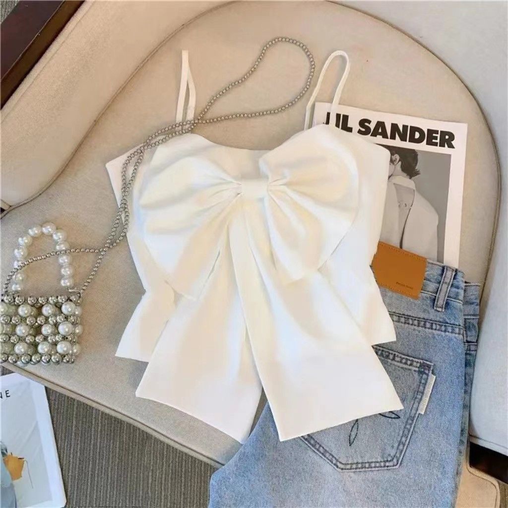 Girls' Summer Vest Sling Baby Stylish Children's Personality Fashionable Sweet Bow Wearing Internet Celebrant Top