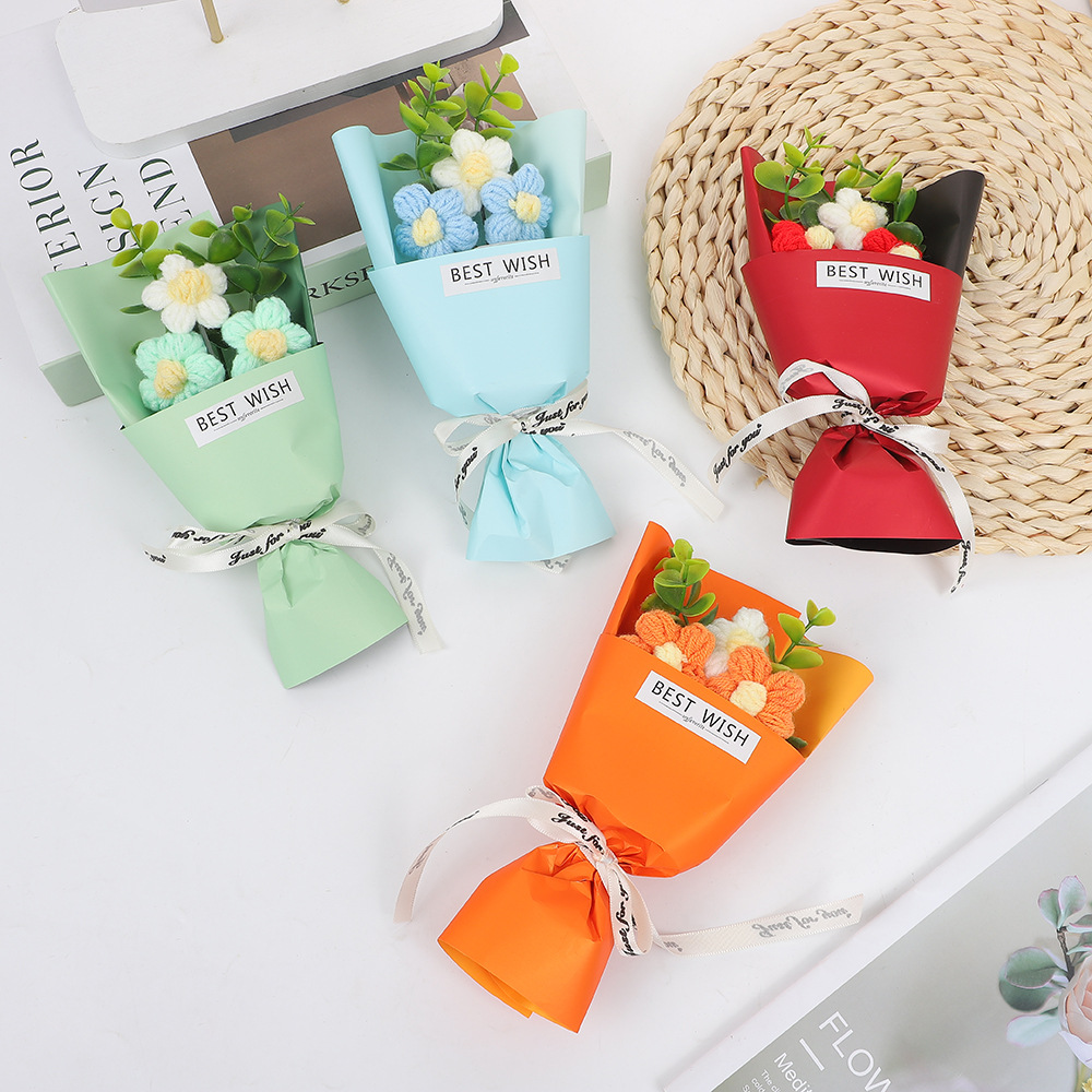 520 San Valentín ins mini bocanadas de lana de punto de imitación pequeño ramo Día de la madre Regalo de cumpleaños de la madre