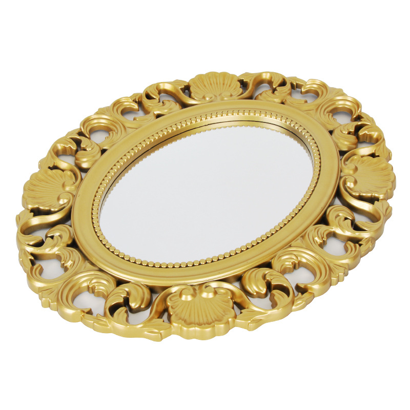 European classical elliptical decorative mirror, bathroom mirror wall-mounted, retro mirror entryway mirror bathroom wall hanging