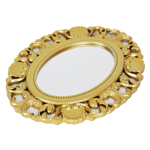 European classical elliptical decorative mirror, bathroom mirror wall-mounted, retro mirror entryway mirror bathroom wall hanging