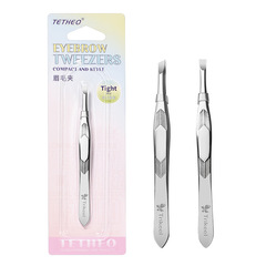 緹香不鏽鋼修眉夾平口眉毛夾化妝修眉工具美容夾拔毛鑷子斜口眉鉗