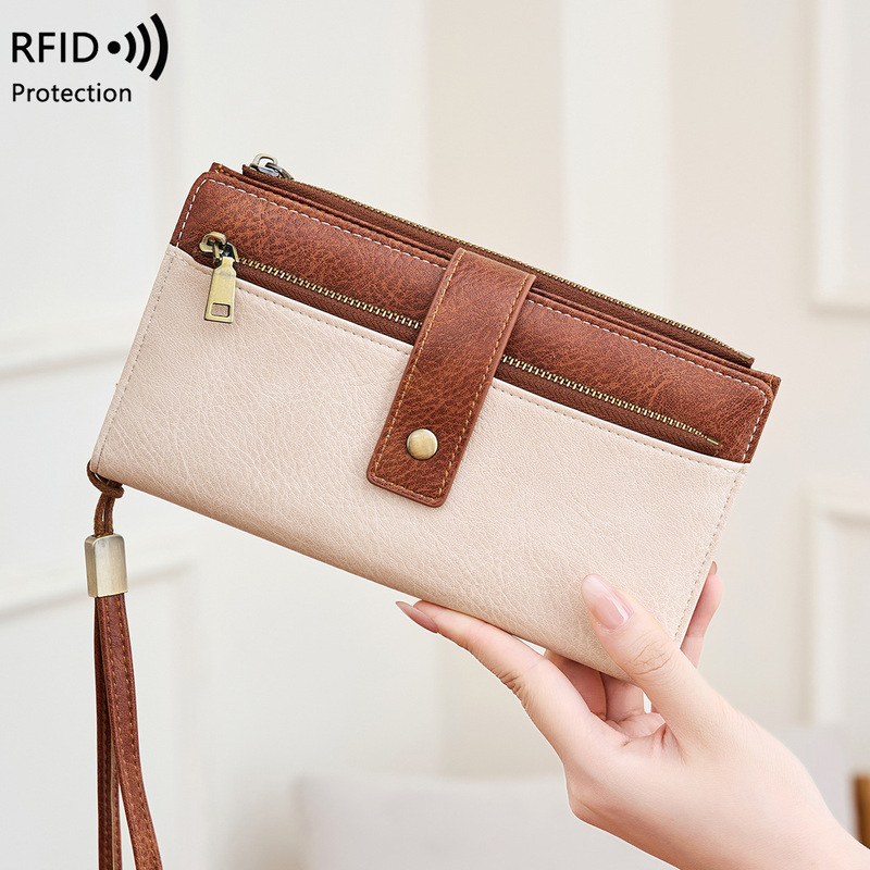 Cross-Border New Rfid Anti-Magnetic Women's Wallet with Multiple Card Slots 70% off Long Wallet European and American Retro Fashion Clutch Bag