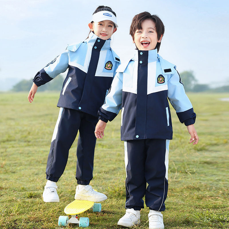 초등학생을위한 교복 세트 옷 3 인승 1 인승 어린이 교실 옷 스포츠 가을과 겨울 유치원 옷 블루