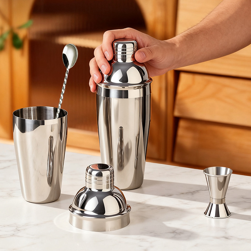 Mezclador de acero inoxidable de tres piezas, mezclador de tazas de vino, herramientas de mezcla de cócteles para bar, mezclador de vino especial