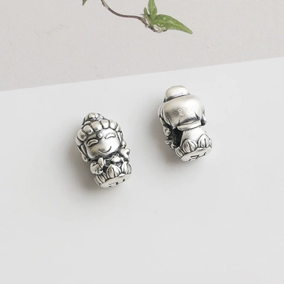 handmade beaded 3D hard silver – Zərgərlik ara hissələri - puxian-bodhisattva-dragon-snake-pure-silver-999piece