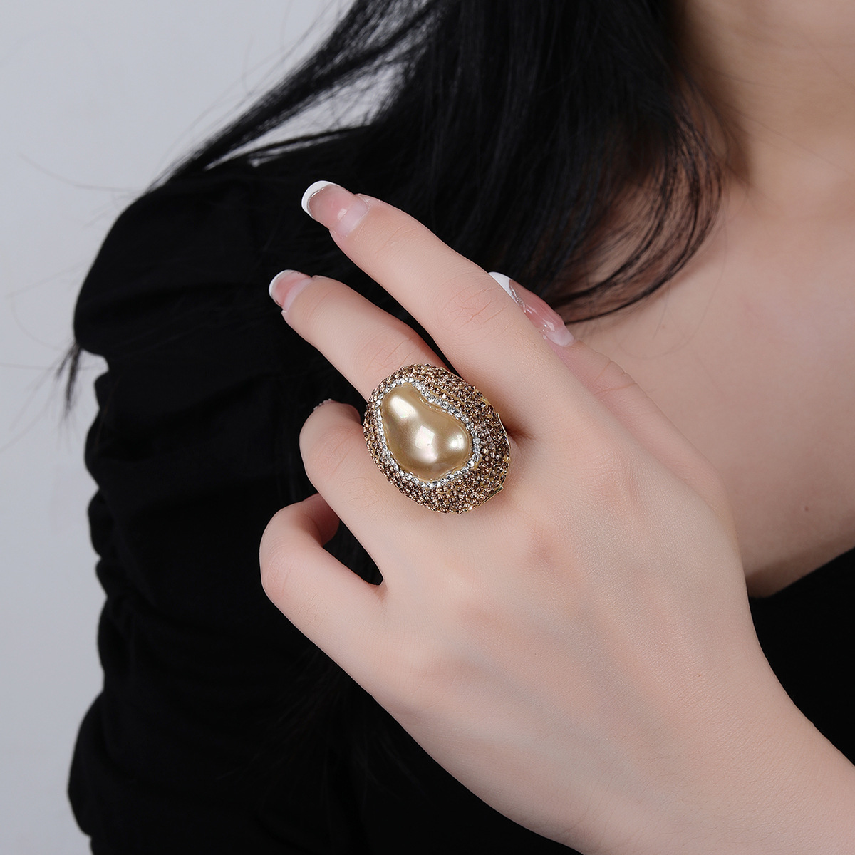 20g Weight Rhinestones, Pearl, Shell Inlay Material Open Rings Classification Adjustable Ring Size 1 Piece Quantity Daily Occasion Copper Material Geometric Pattern All Seasons Season Women's Gender Inlay Design IG Style Style IG Style Geometric Copper Rhinestones Pearl Shell Open Rings In Bulk 6
