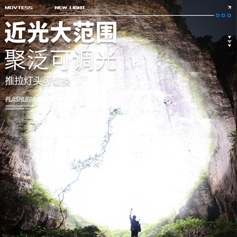 Nuevas linternas al aire libre a prueba de agua, lámpara de iluminación multifuncional, larga duración, láser blanco, linternas de disparo remoto