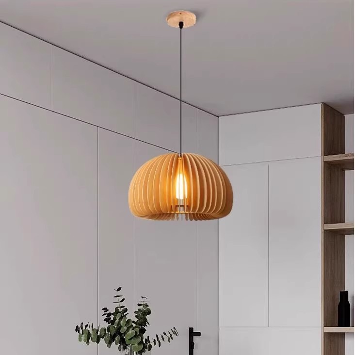 Lámpara del restaurante madera sólida nórdica silenciosa lámpara del dormitorio estilo japonés dormitorio residencial sala de té bar de restauración lámpara roja en línea