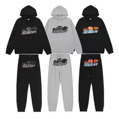 Long-Term Wholesale European and American Trapstar Red and Black Tiger Head Towel Embroidery Men's Couple Sweatshirt and Pants Loungewear