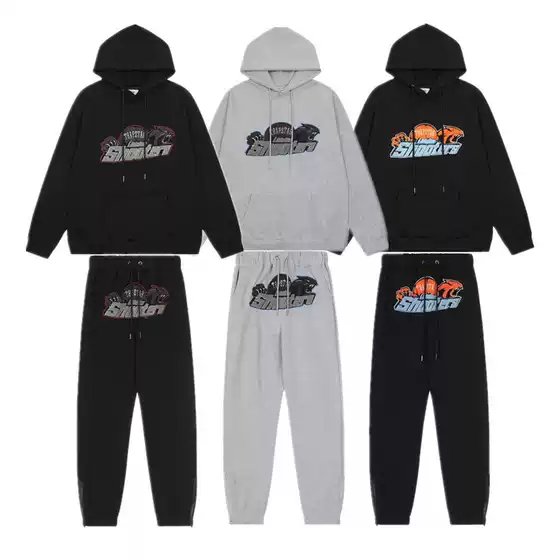 Long-Term Wholesale European and American Trapstar Red and Black Tiger Head Towel Embroidery Men's Couple Sweatshirt and Pants Loungewear