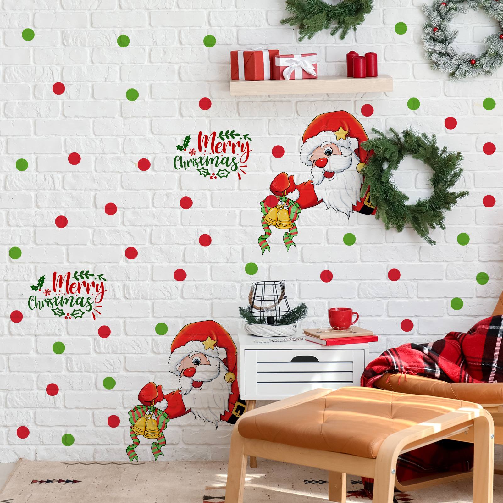Weihnachtsmann Wandaufkleber Mit Geschenkbox Für Die Wand_voghion.com