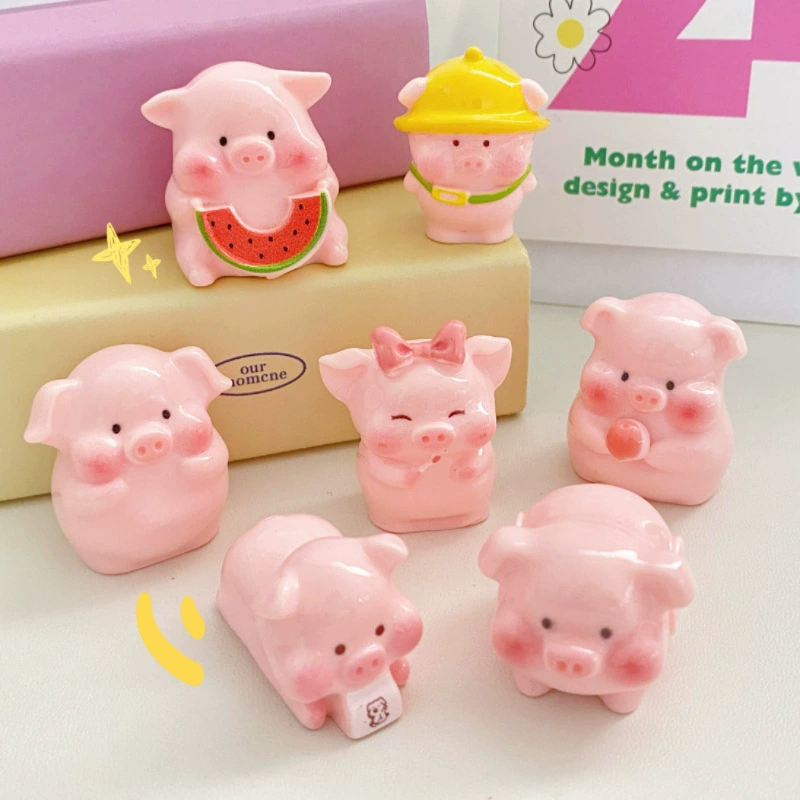 Мультяшная свинья, милые украшения в виде животных, компьютерный рабочий стол, украшение для автомобиля из смолы, для девочек, кремовый клей ручной работы «сделай сам»